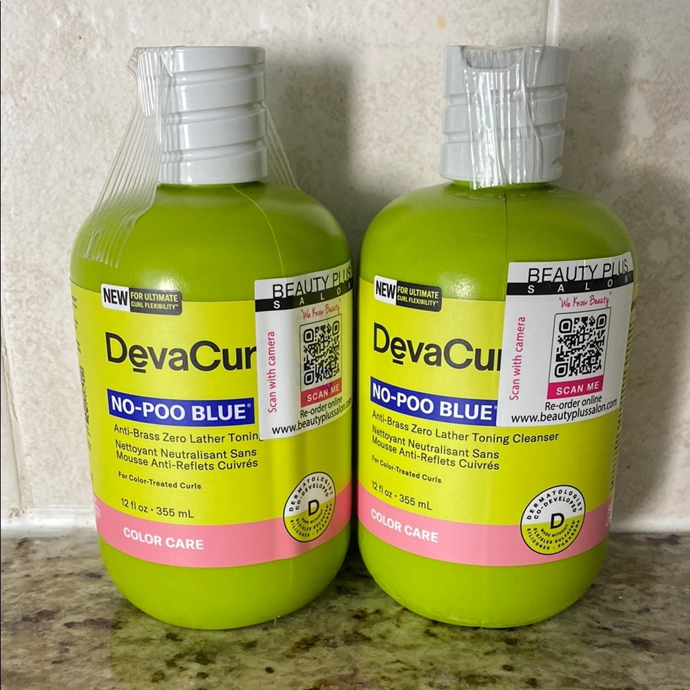 DevaCurl No-Poo Blue Anti-Brass Toning Cleanser NEW Qty 2